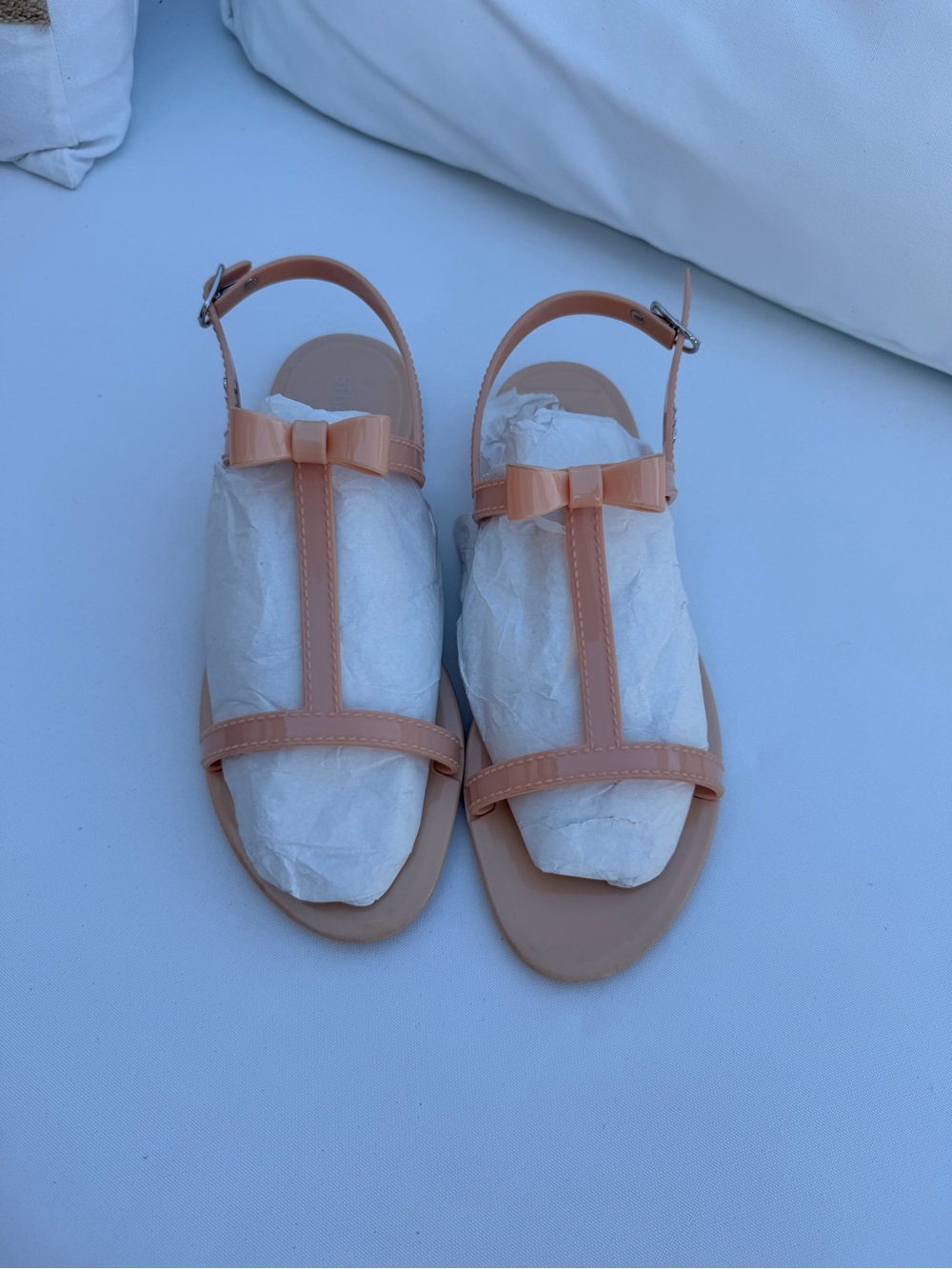 Stuart Weitzman Nude Bow Jelly Sandals
